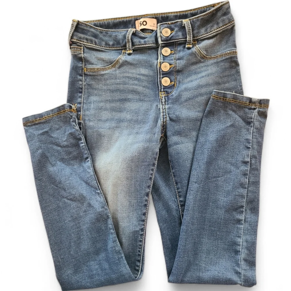 SO Blue Denim Jeans Collection with Unique Accents Set Of 3‎ Girls Size 12